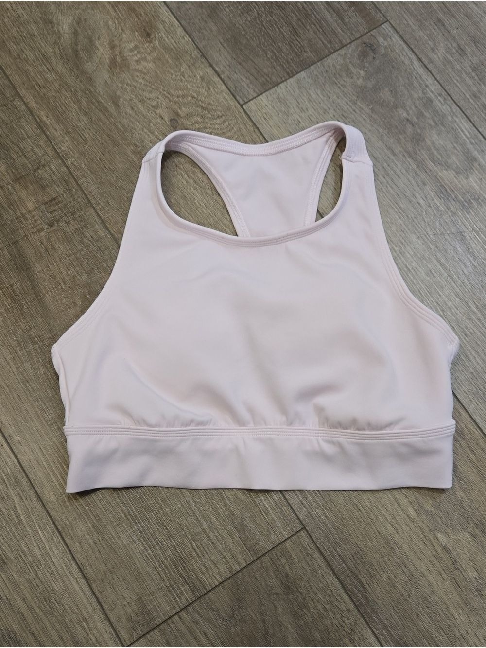 aerie Offline High-Neck Racerback Rie Knot Sports Bra — Pale Pink